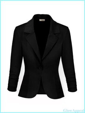 Women's Ponte Blazer Notch Lapel Long Sleeve Business Casual Work Jacket